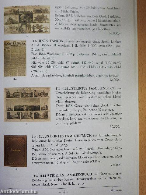Honterus Antikvárium 63. Aukció