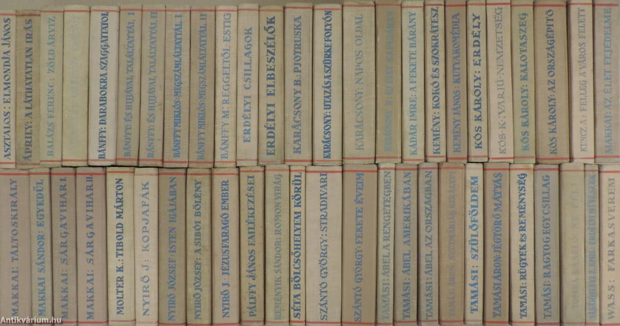 "50 kötet az Erdélyi Szépmives Céh sorozatból (nem teljes sorozat)"