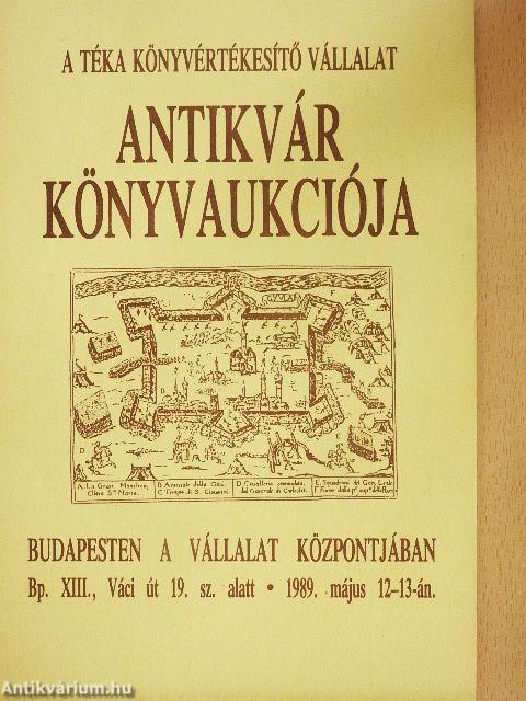 A Téka Könyvértékesítő Vállalat antikvár könyvaukciója 1989. május 12-13-án
