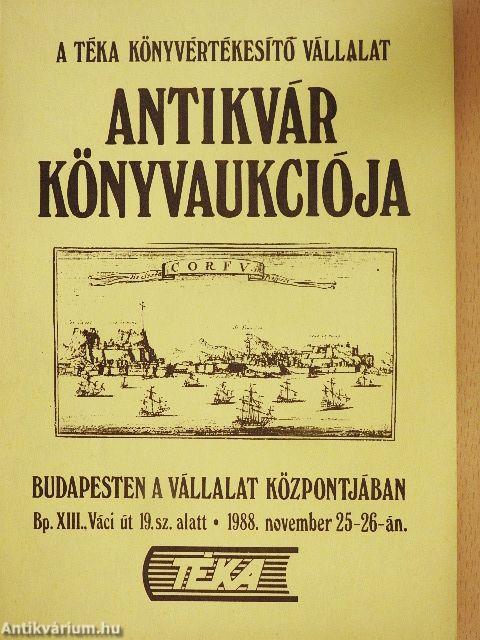 A Téka Könyvértékesítő Vállalat antikvár könyvaukciója 1988. november 25-26-án