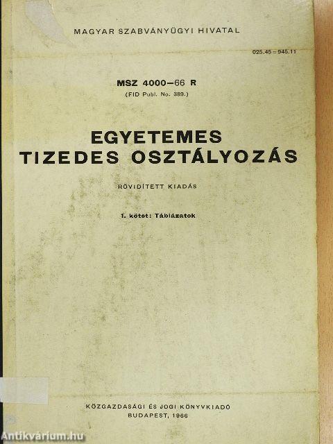 Egyetemes tizedes osztályozás I-II.