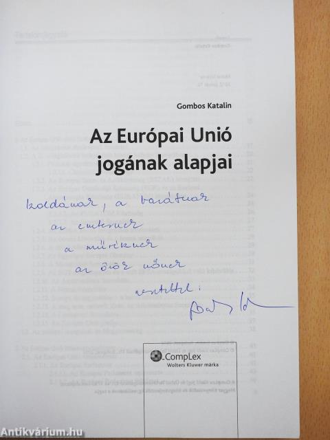 Az Európai Unió jogának alapjai (dedikált példány)