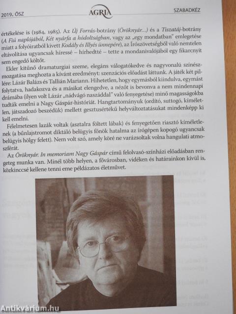 Agria 2019. ősz (dedikált példány)