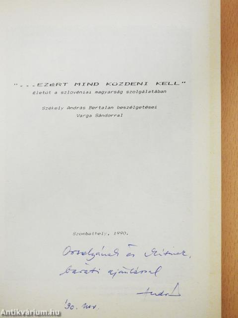 "...ezért mind küzdeni kell" (dedikált példány)