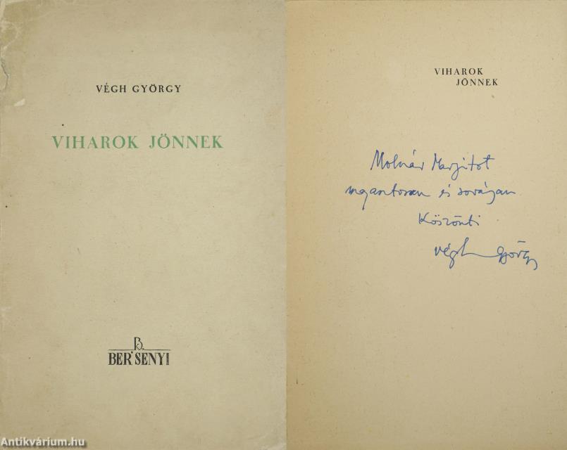 Viharok jönnek (dedikált példány)