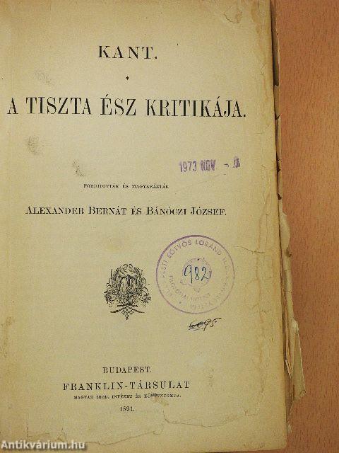 A tiszta ész kritikája (rossz állapotú)