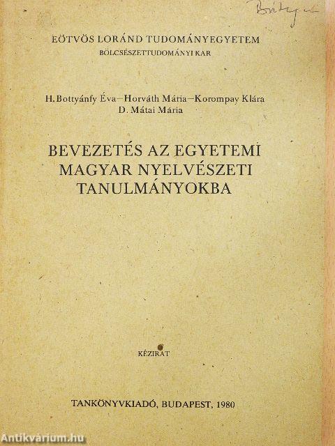 Bevezetés az egyetemi magyar nyelvészeti tanulmányokba