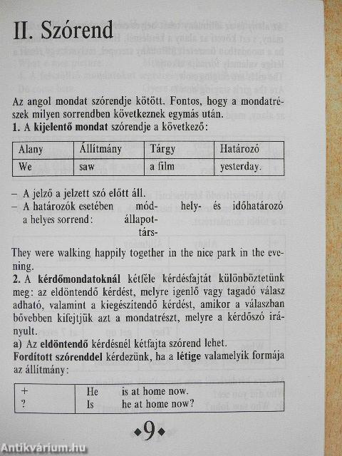 Angol kisokos - Nyelvtani összefoglaló