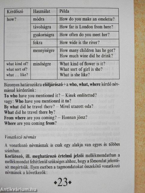 Angol kisokos - Nyelvtani összefoglaló