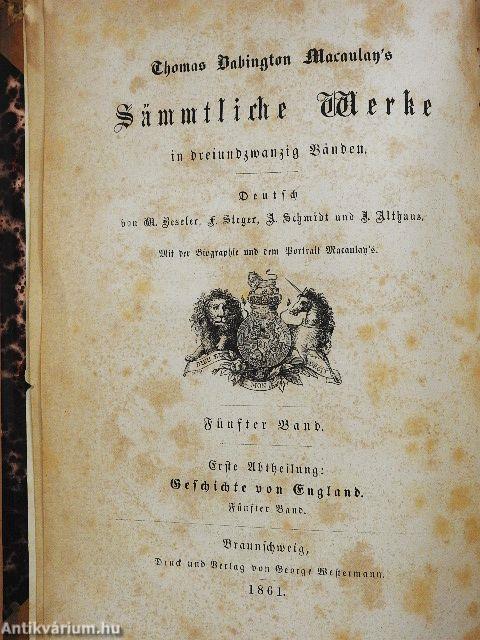Thomas Babington Macaulay's Sämmtliche Werke 5-25. (nem teljes sorozat) (gótbetűs)