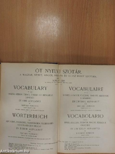 Öt nyelvü szótár II. (töredék)