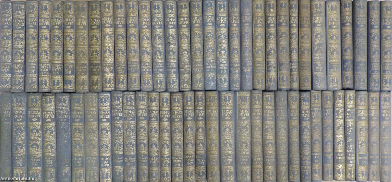 "62 kötet a Dumas művei sorozatból (nem teljes sorozat)"