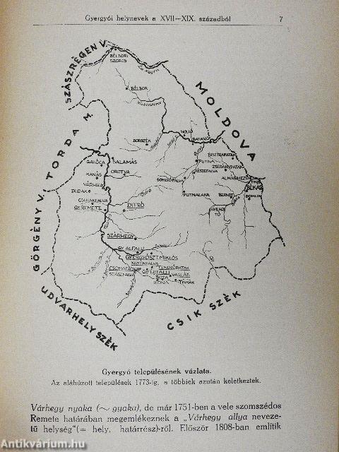 Gyergyói helynevek a XVII-XIX. századból