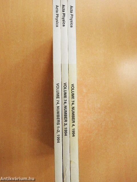 Acta Physica Hungarica 1994. Volume 74 Numbers 1-4.