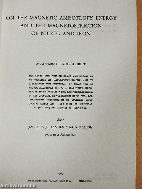 On the Magnetic Anisotropy Energy and the Magnetostriction of Nickel and Iron