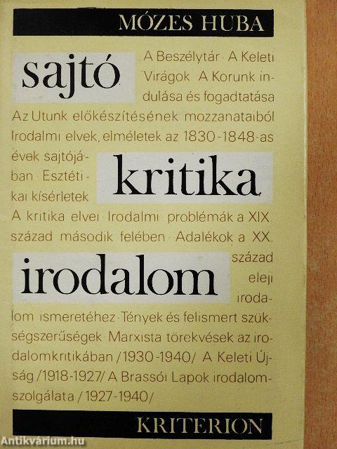 Sajtó, kritika, irodalom