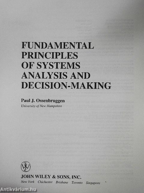 Fundamental principles of Systems Analysis and Decision-making