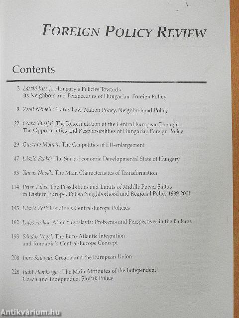 Foreign Policy Review 1/2002.