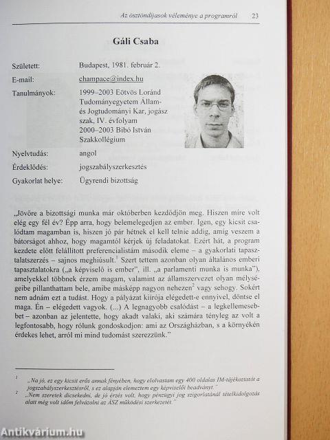 Parlamenti ösztöndíjasok 2002/2003