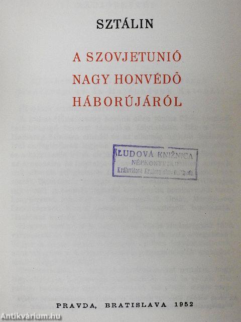 A Szovjetunió nagy honvédő háborújáról