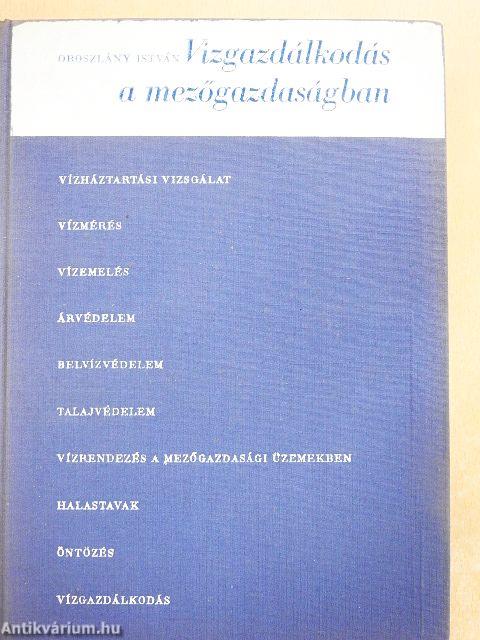 Vízgazdálkodás a mezőgazdaságban
