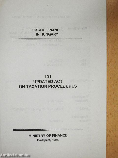 Updated Act on Taxation Procedures