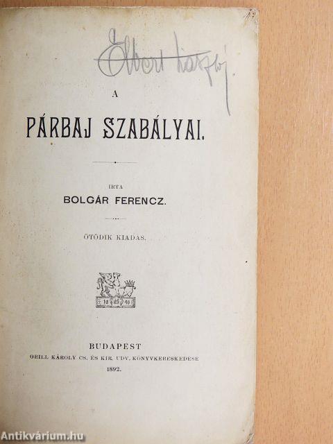 A párbaj szabályai