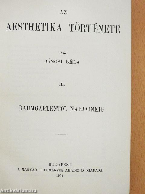 Az aesthetika története III.
