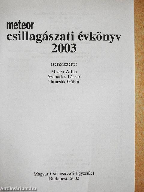 Meteor csillagászati évkönyv 2003