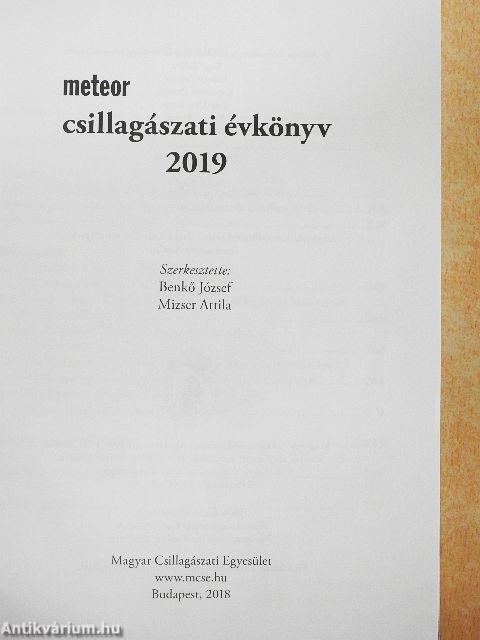 Meteor csillagászati évkönyv 2019