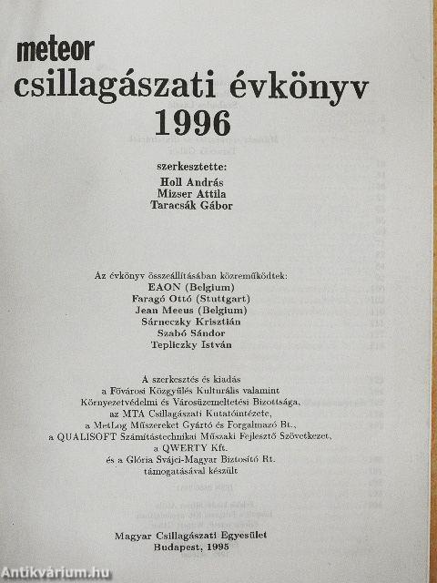 Meteor csillagászati évkönyv 1996