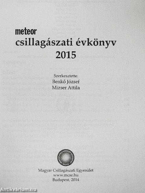 Meteor csillagászati évkönyv 2015
