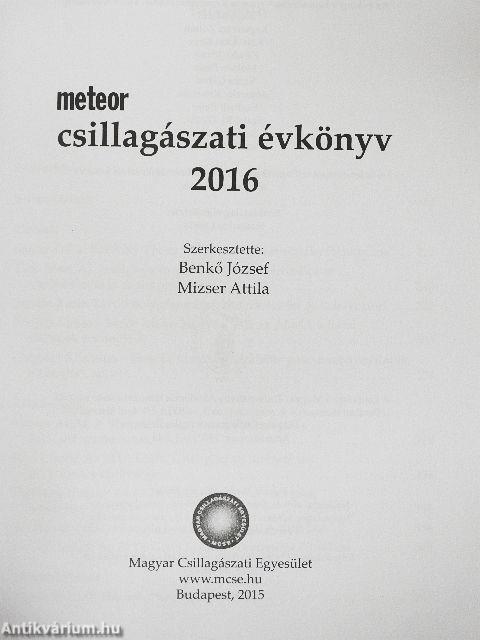 Meteor csillagászati évkönyv 2016