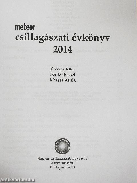Meteor csillagászati évkönyv 2014
