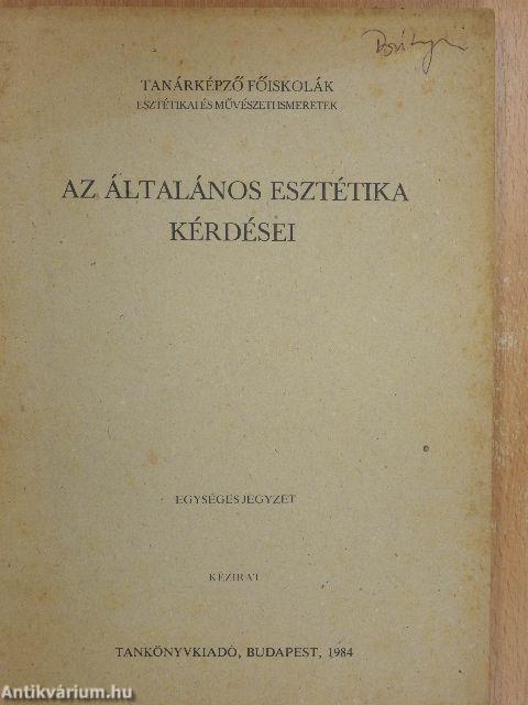 Az általános esztétika kérdései