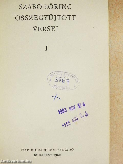 Szabó Lőrinc összegyűjtött versei I-II.