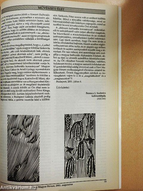 Havi Magyar Fórum 2001. augusztus