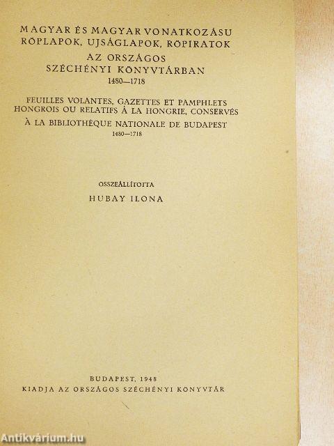 Röplapok, ujságlapok, röpiratok 1480-1718