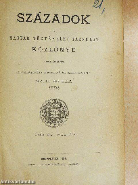 Századok 1903/1-10.