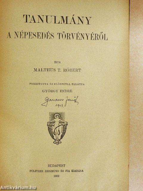 Tanulmány a népesedés törvényéről