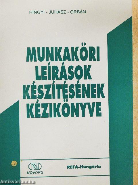 Munkaköri leírások készítésének kézikönyve