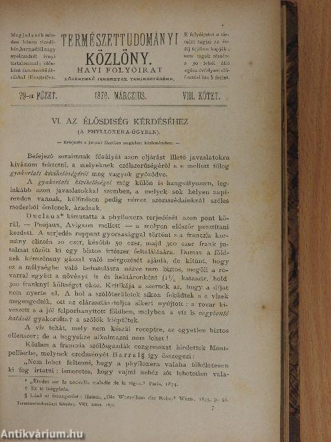 Természettudományi Közlöny 1876. január-december