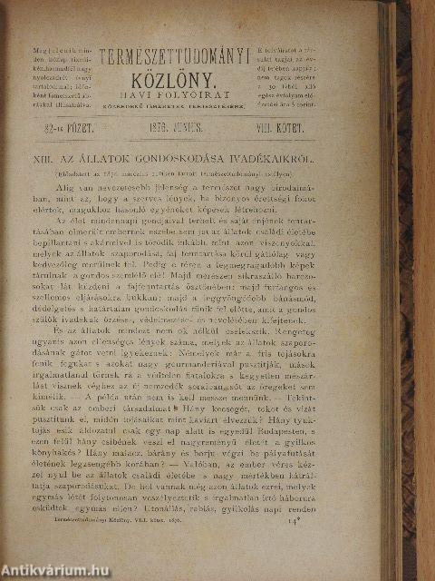 Természettudományi Közlöny 1876. január-december
