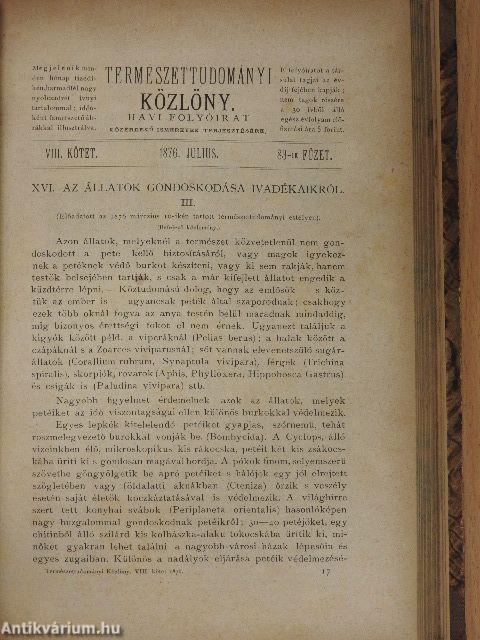 Természettudományi Közlöny 1876. január-december