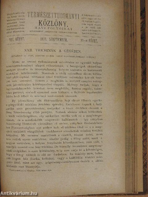 Természettudományi Közlöny 1876. január-december