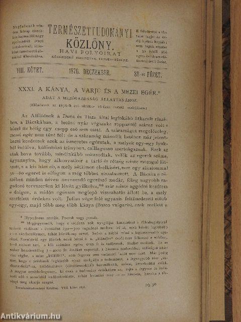 Természettudományi Közlöny 1876. január-december