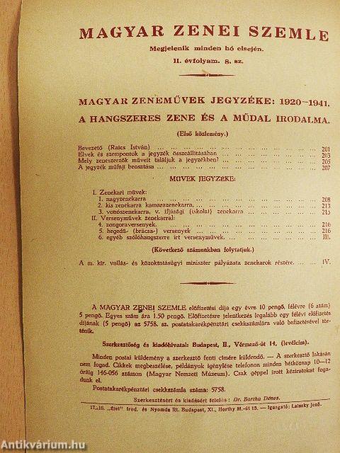 Magyar Zenei Szemle 1942. augusztus
