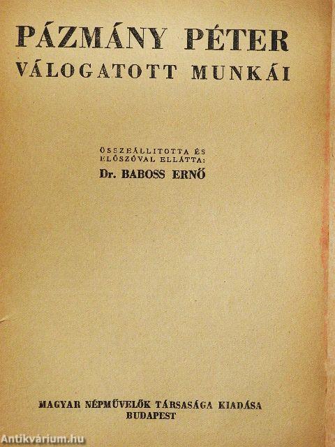 Pázmány Péter válogatott munkái