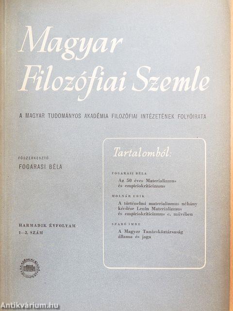 Magyar Filozófiai Szemle 1959/1-2.