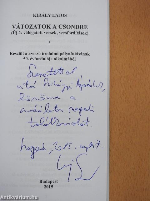 Változatok a csöndre (dedikált példány)
